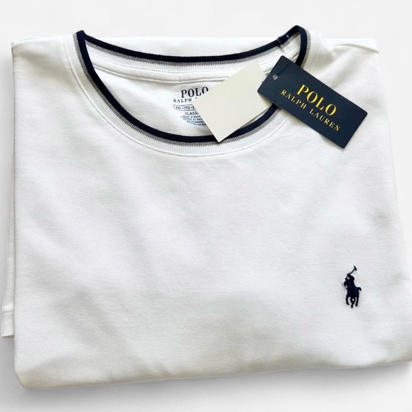 Polo Ralph Lauren Other - Polo Ralph Lauren T Shirt XXL White Navy Trim Logo Tee Preppy Minimalist NWT